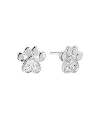 Macy's Sterling Silver Cubic Zirconia Pave Dog Paw Stud Earrings