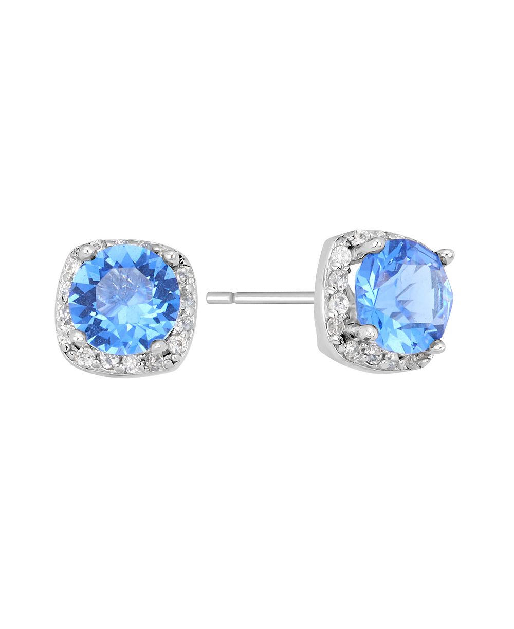 Серьги-гвоздики с круглым кристаллом 6mm и ореолом из Cubic Zirconia