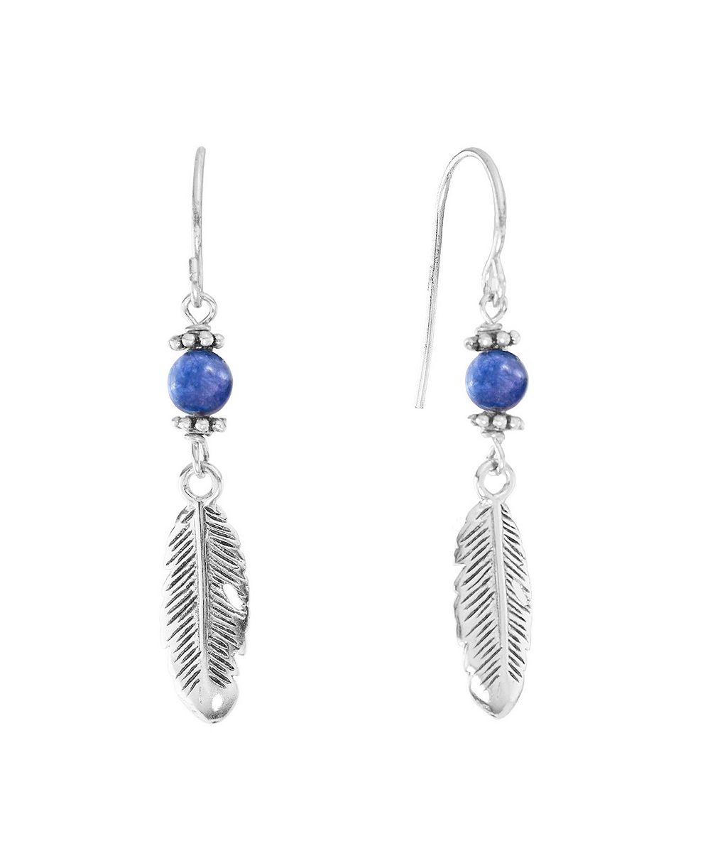 Macy's Sterling Silver Stone Beaded Leaf Drop Earrings