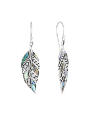 Серьги Macy's Abalone Oxidized Dotted Feather Drop