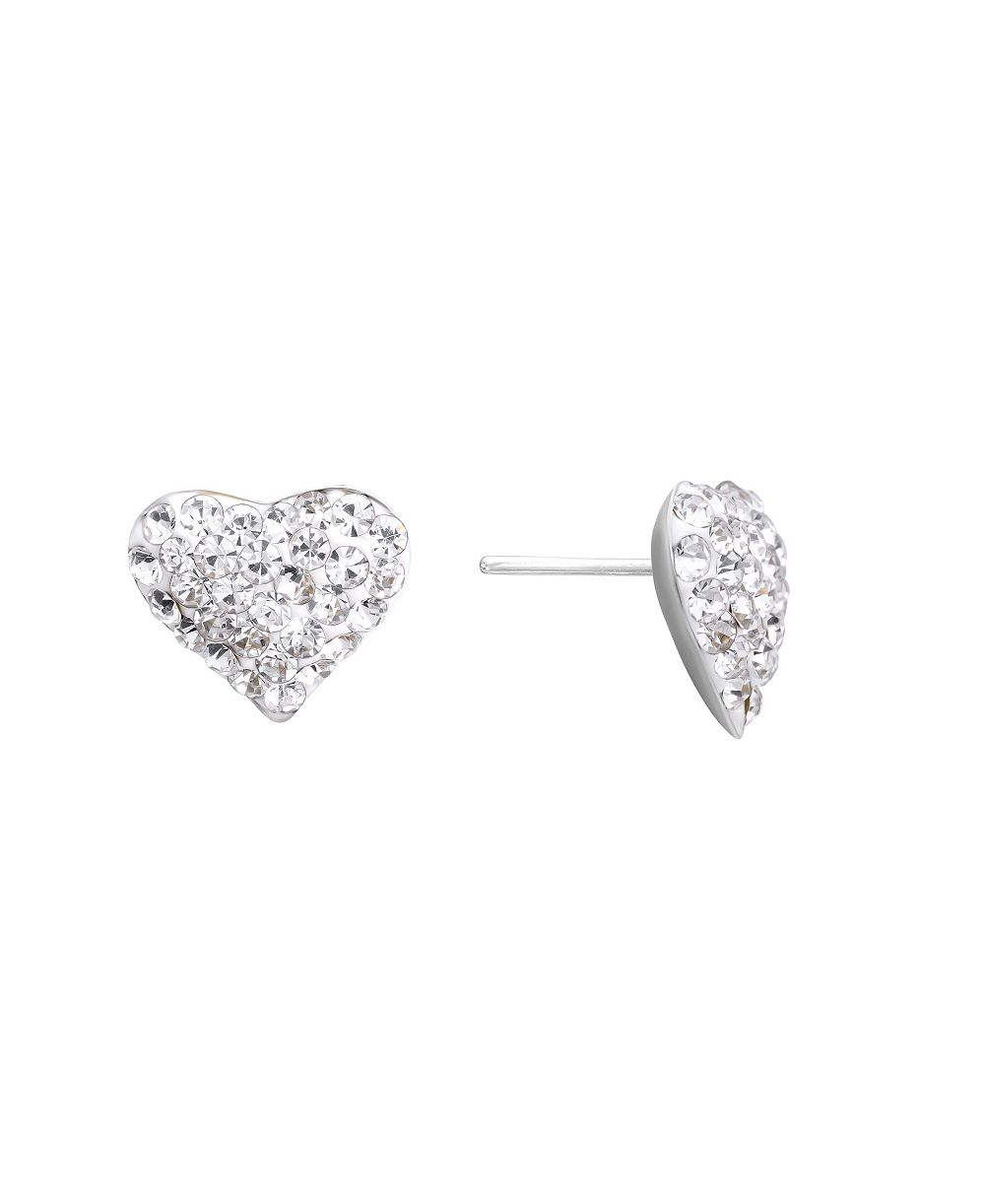 Серьги-гвоздики Macy's Crystal Pave 12mm Domed Heart