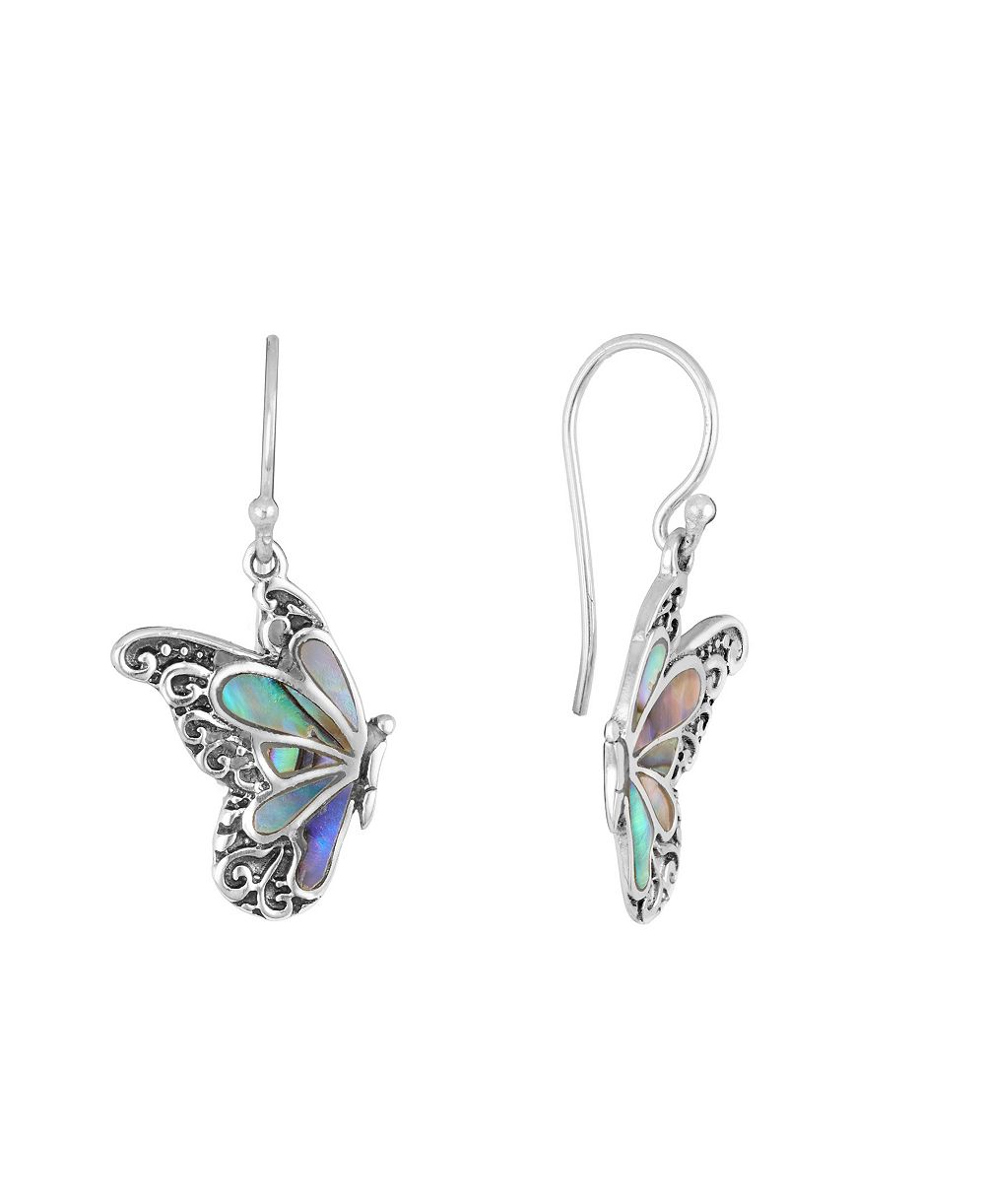 Серьги-подвески Macy's Abalone Imitation Pearl Oxidized Butterfly