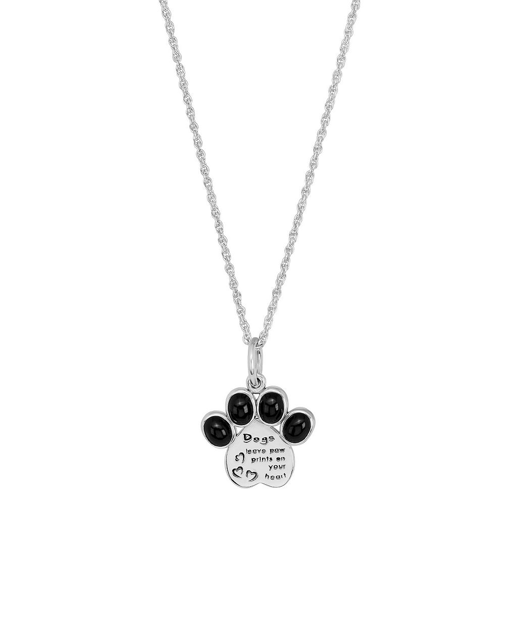 Ожерелье Macy's Simulated Black Chalcadony Paw Pring с кулоном 18"
