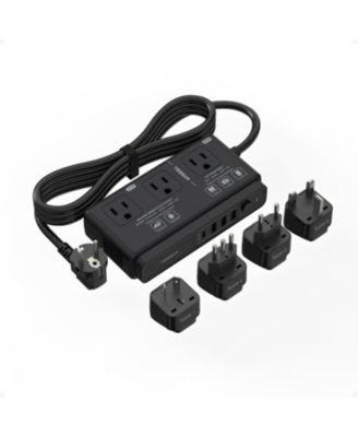 TESSAN конвертер напряжения с 220V до 110V, дорожный адаптер с 4 USB портами (1 USB C), 3 розетками AC и универсальным разъемом EU UK AU IT