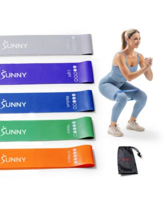 Sunny Health & Fitness Resistance Loop Bands, 5 Levels of Color-Coded Exercise Bands для ног, ягодиц и силовых тренировок