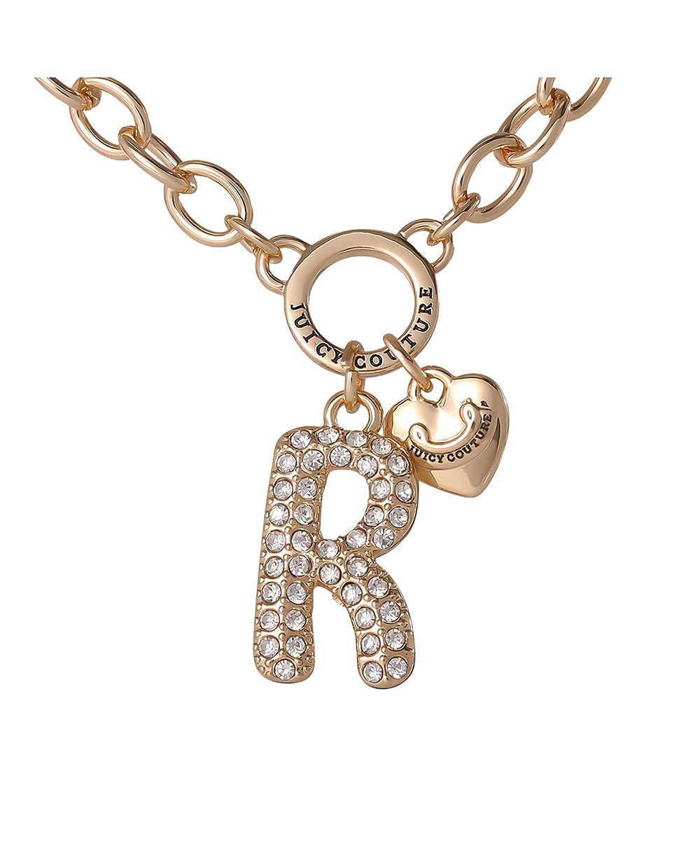 Женское массивное ожерелье Juicy Couture с буквами и прозрачными камнями, 18"+2"