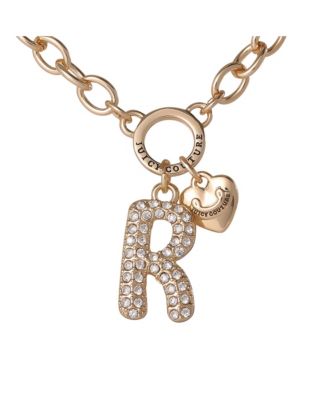Женское массивное ожерелье Juicy Couture с буквами и прозрачными камнями, 18"+2"