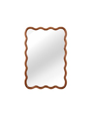 PHYING Solid Wood Frame Mirror 20x30 Inch Wavy Rectangle Wall Mirror Modern Aesthetic Irregular Wave Decorative Vanity Mirror for Home