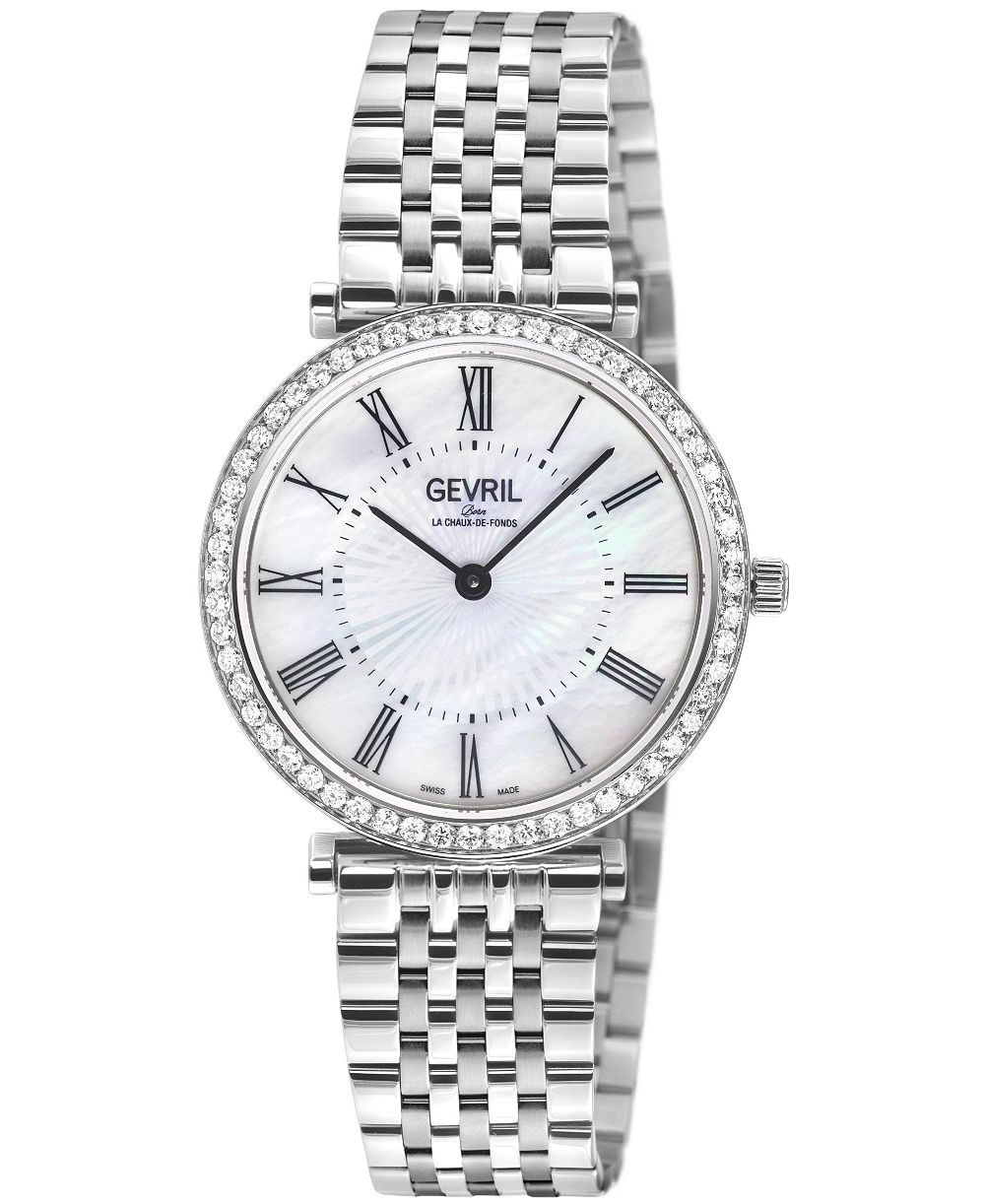 Gevril Women's Atelier 57 Swiss Quartz Diamond Silver Stainless Steel Bracelet Watch