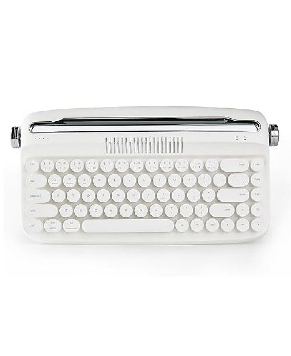 Lamicall Retro Round Keycap Tri-Mode Typewriter Style Keyboard
