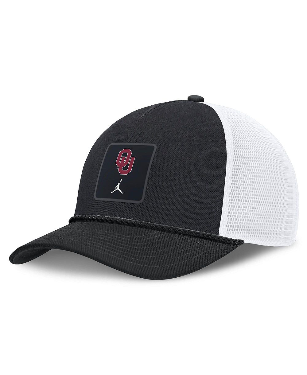Мужская и женская регулируемая кепка Jordan Black Oklahoma Sooners 2026 On-Field Gameday Rope Trucker