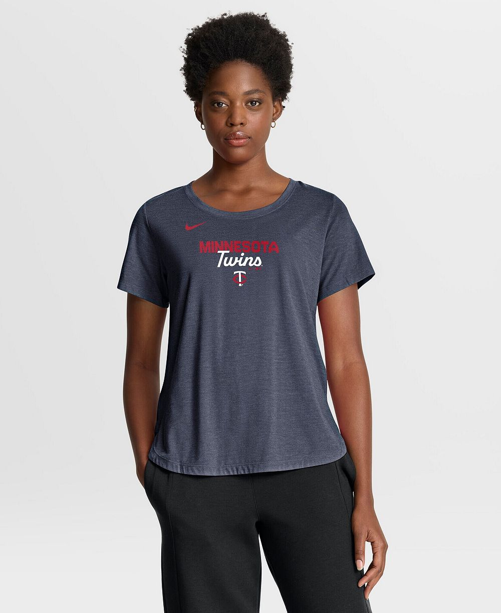 Nike Women's Heather Navy Minnesota Twins Arched Tri-Blend T-Shirt