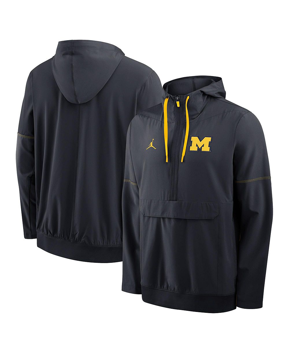 Мужской худи Jordan Navy Michigan Wolverines 2026 Sideline Anorak Half-Zip