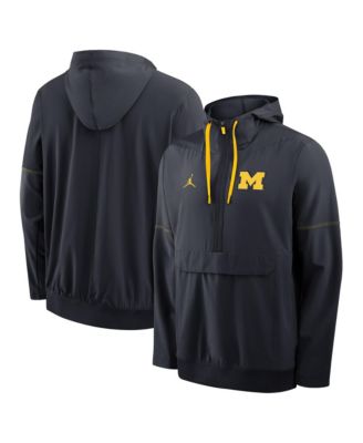 Мужской худи Jordan Navy Michigan Wolverines 2026 Sideline Anorak Half-Zip