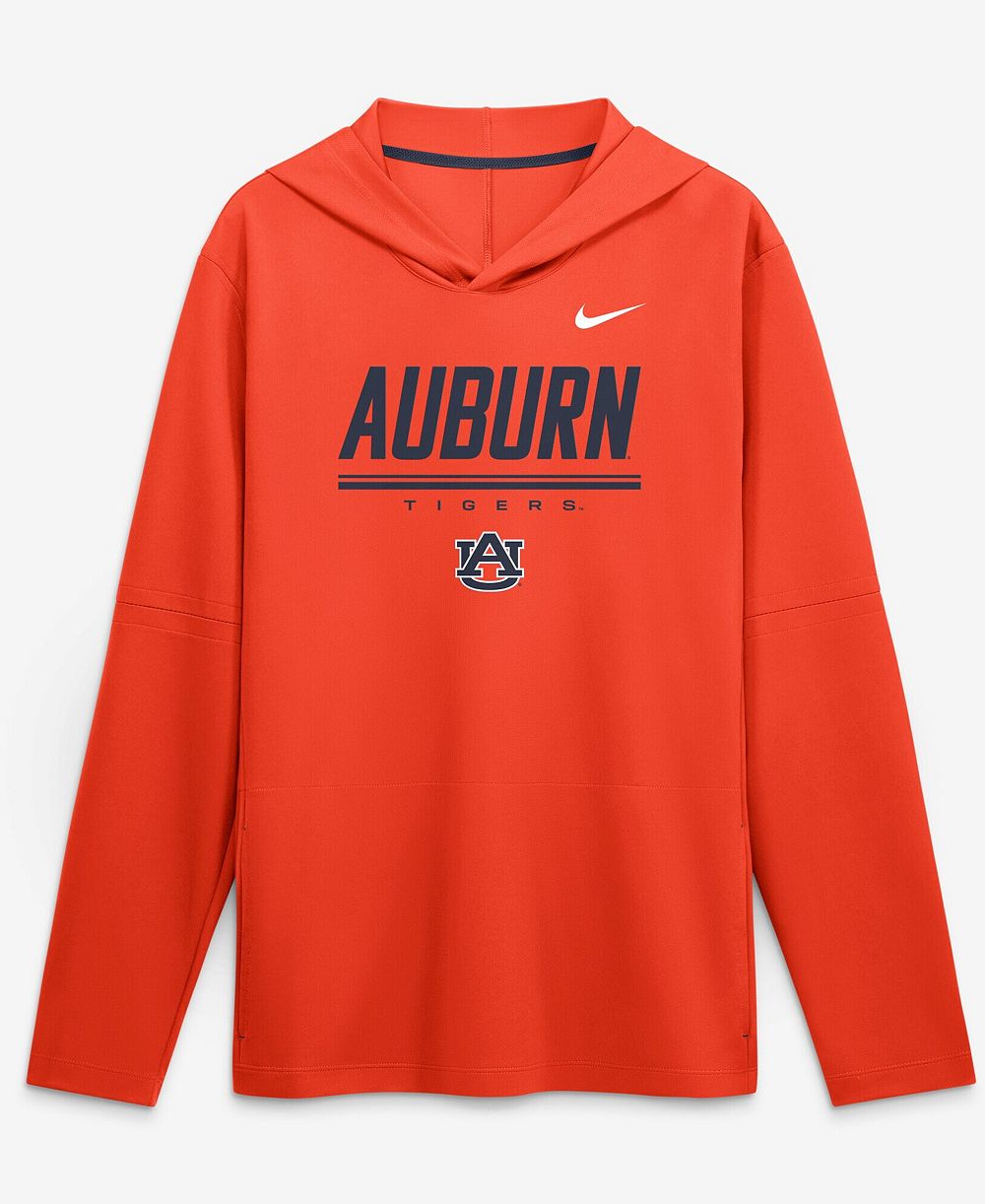 Nike Men's Orange Auburn Tigers 2026 Sideline Lightweight Dri-FIT Long Sleeve Hooded Sweatshirt