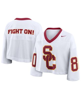 Nike Женская White USC Trojans Oversized Logo Cropped Fashion Jersey