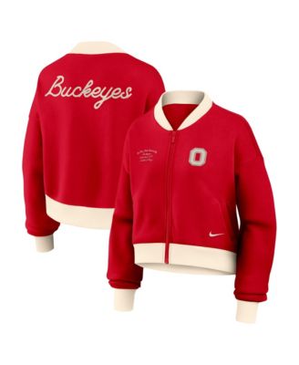 Nike Женский укороченный бомбер оверсайз Ohio State Buckeyes Fleece