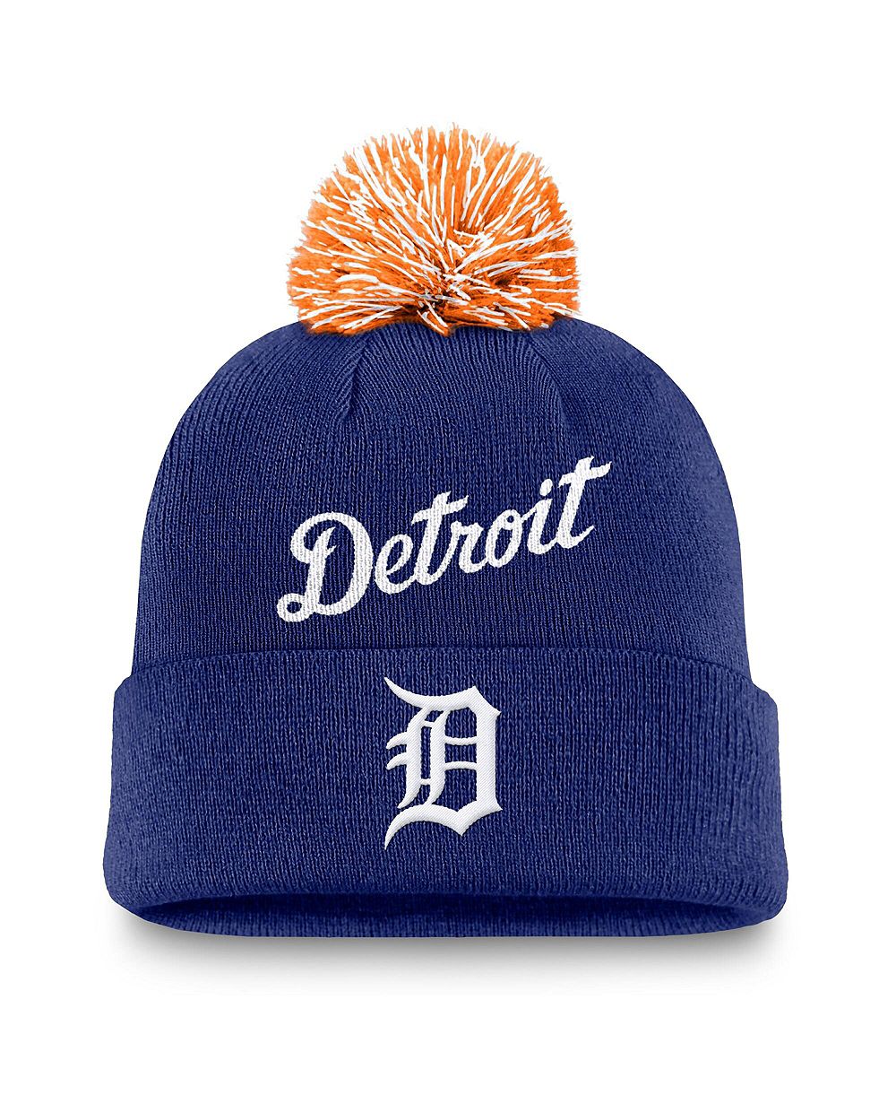 Мужская шапка Nike Royal Detroit Tigers Peak Cuffed Knit with Pom
