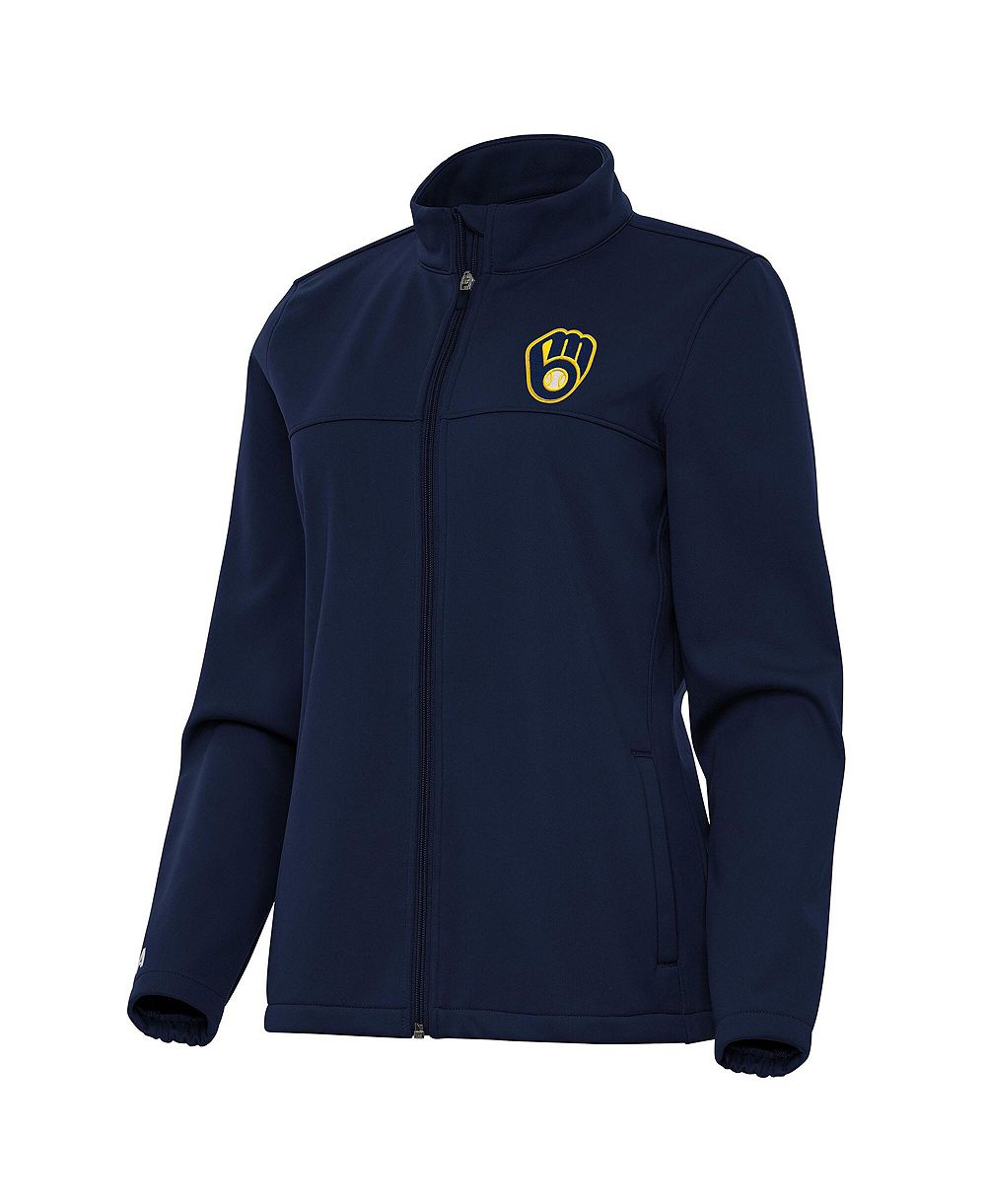 Antigua Women's Navy Milwaukee Brewers Links 2 Golf Full-Zip Jacket