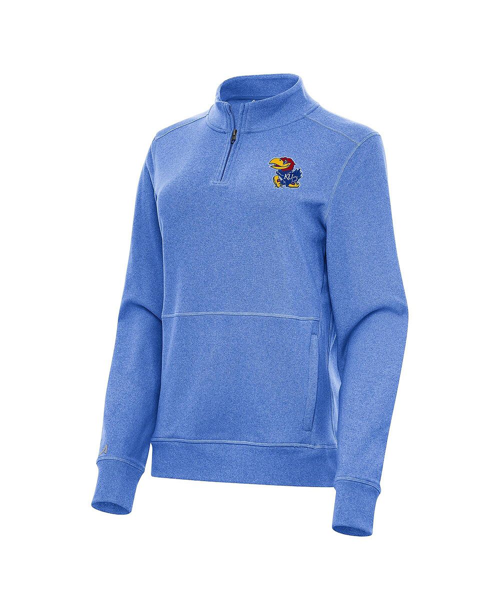 Женская флисовая толстовка Antigua Heather Royal Kansas Jayhawks Crush Quarter-Zip