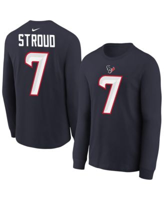 Nike футболка с длинным рукавом для мальчиков и девочек C.J. Stroud Navy Houston Texans Player Name & Number