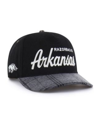 Мужская и женская кепка '47 Brand Black Arkansas Razorbacks Windowpane Plaid Hitch с регулировкой