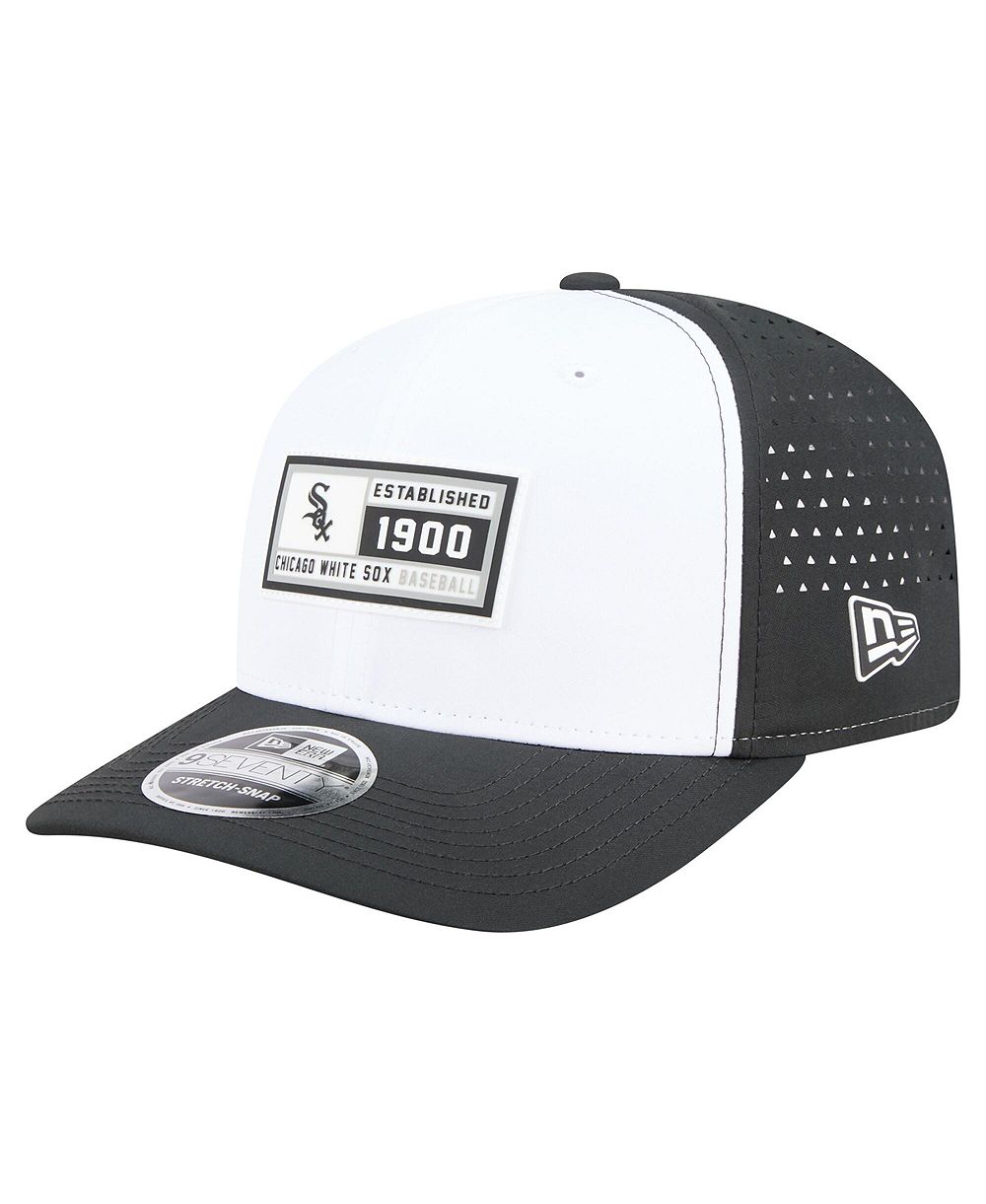 Мужская регулируемая кепка New Era White, Black Chicago White Sox Established Patch 9SEVENTY