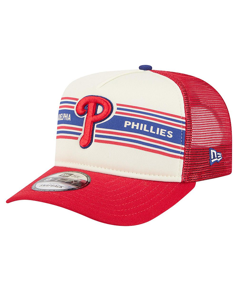 New Era Men's Cream/Red Philadelphia Phillies Banner A-Frame 9FIFTY Trucker Snapback Hat