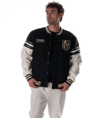 The Wild Collective Men's and Women's Black Vegas Golden Knights Drop Shoulder Full-Snap Varsity Jacket