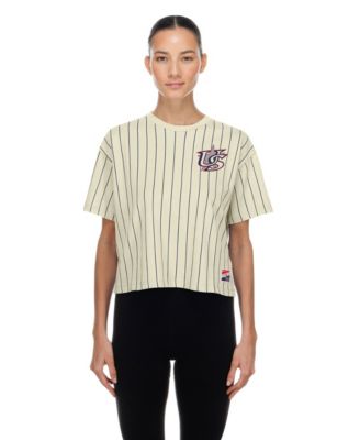 Женская футболка New Era Cream Team USA LA 2028 Summer Olympics Mesh Back Pinstripe Boxy