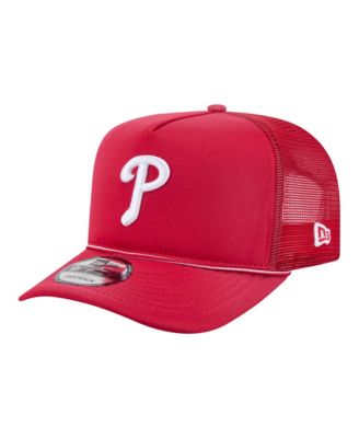 New Era Men's Red Philadelphia Phillies Worn A-Frame 9FIFTY Trucker Snapback Hat