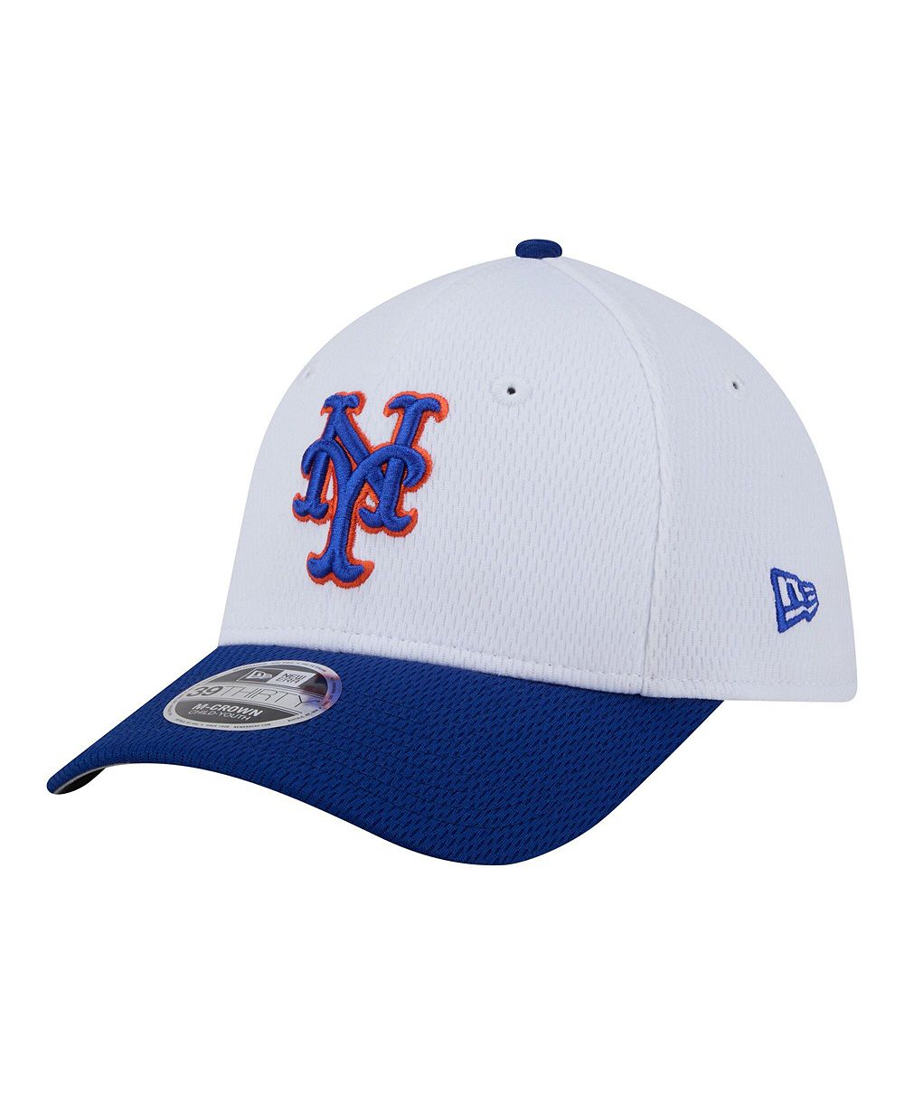 New Era Big Boys and Girls White/Royal New York Mets Baseball 39THIRTY M-Crown Flex Hat