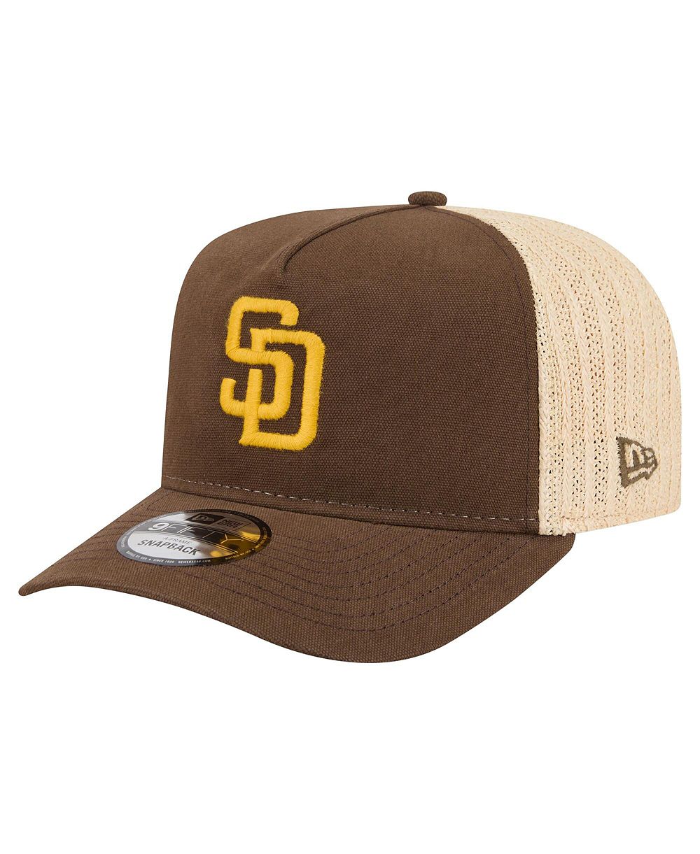 Мужская кепка New Era Brown/Natural San Diego Padres Grained 9FIFTY A-Frame Trucker регулируемая