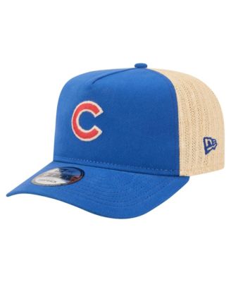 Мужская кепка New Era Royal/Natural Chicago Cubs Grained 9FIFTY A-Frame Trucker Adjustable Hat