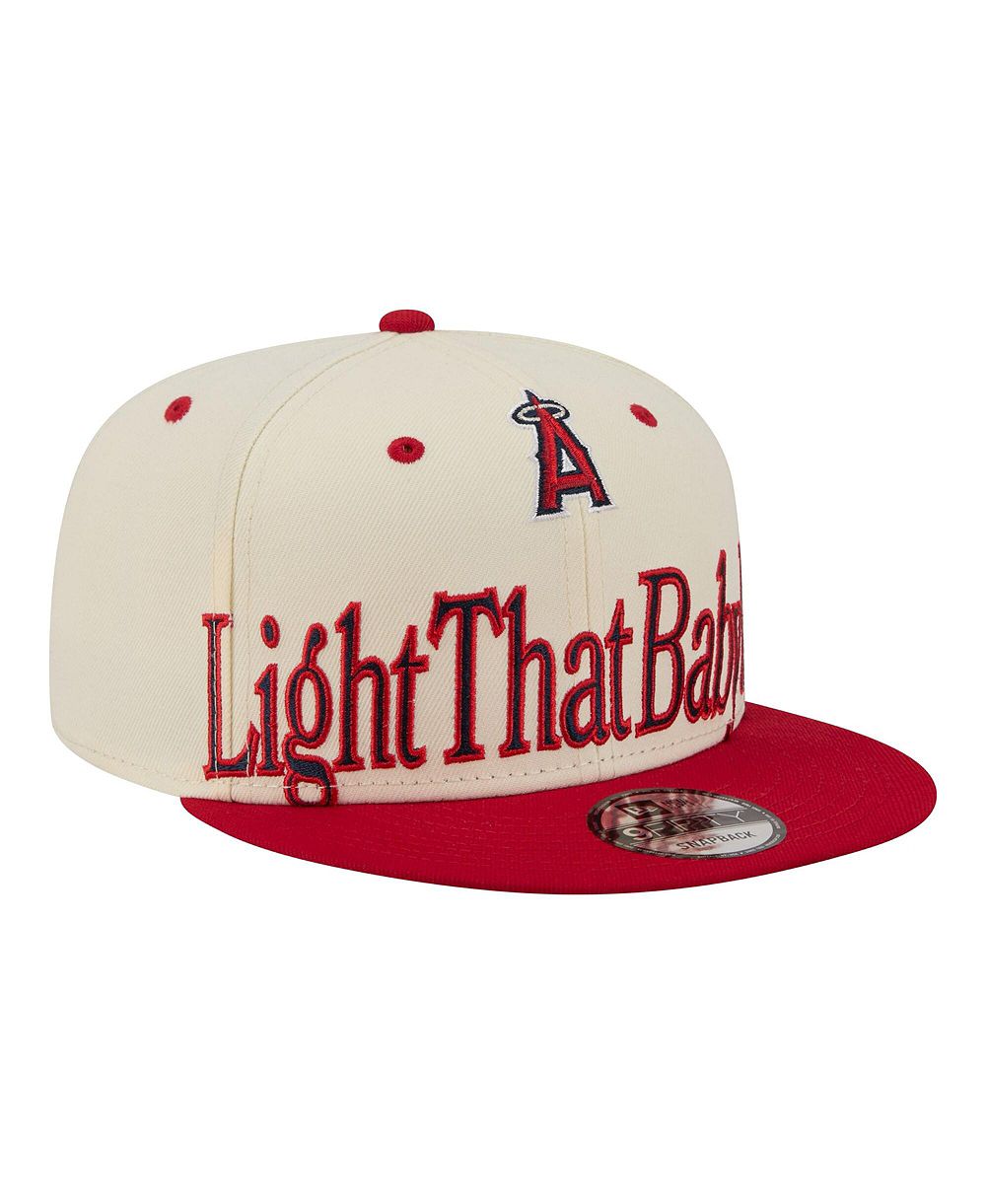 Мужская кепка New Era Men's Cream Los Angeles Angels Oversized Slogan 9FIFTY Snapback Hat