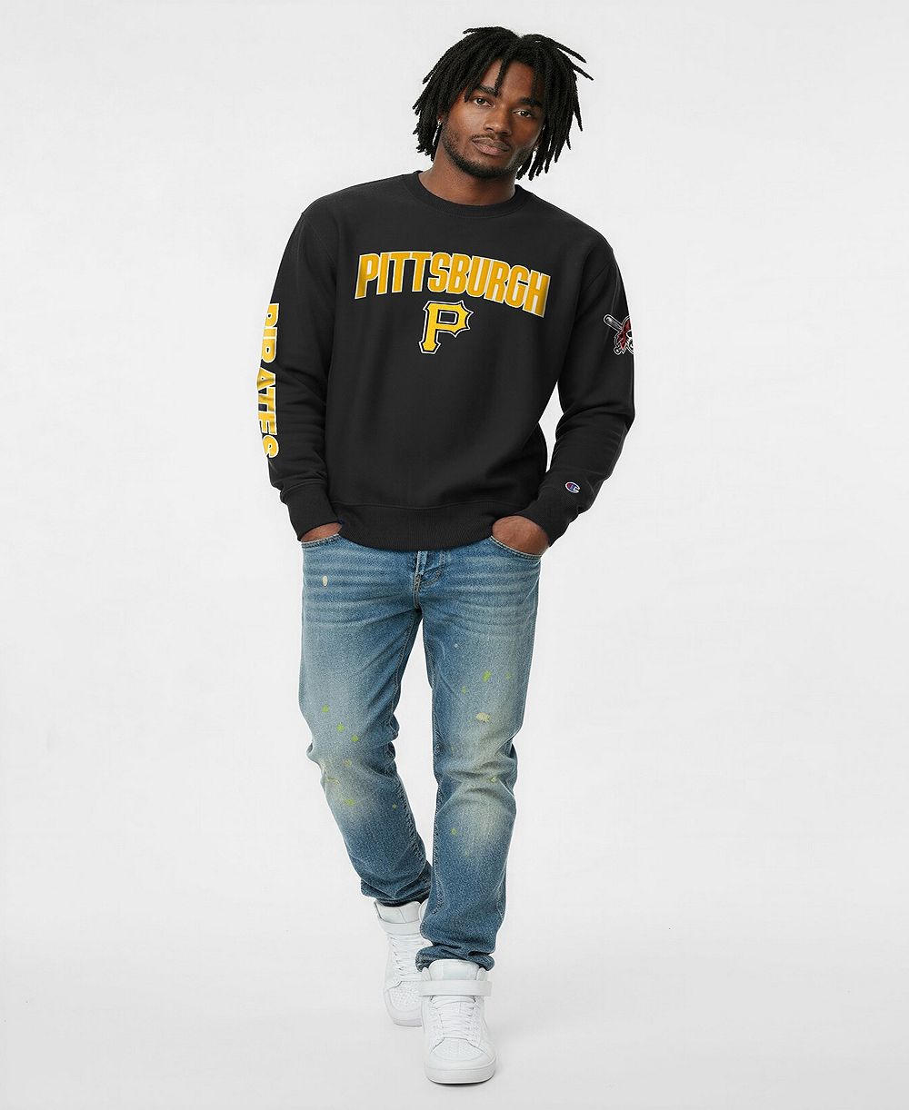 Мужская свитшот Champion Black Pittsburgh Pirates Reverse Weave Chenille