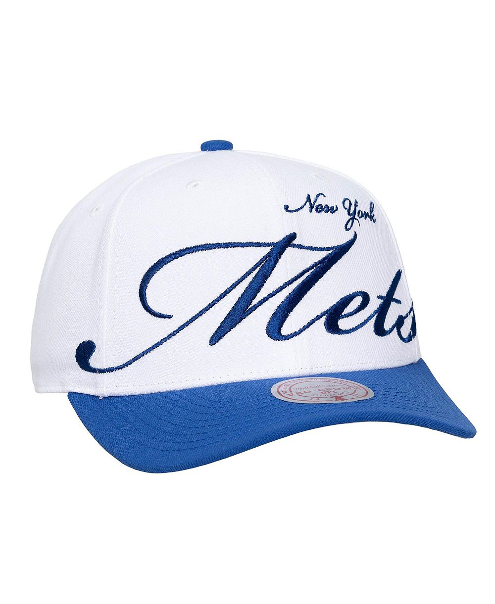 Mitchell & Ness Men's and Women's White/Royal New York Mets XL Script Pro Crown Adjustable Hat