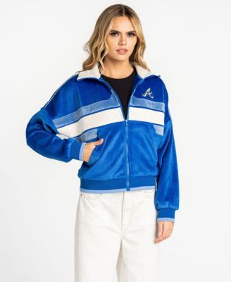 Женская флисовая куртка на молнии The Wild Collective Blue Atlanta Braves Velvet Cord