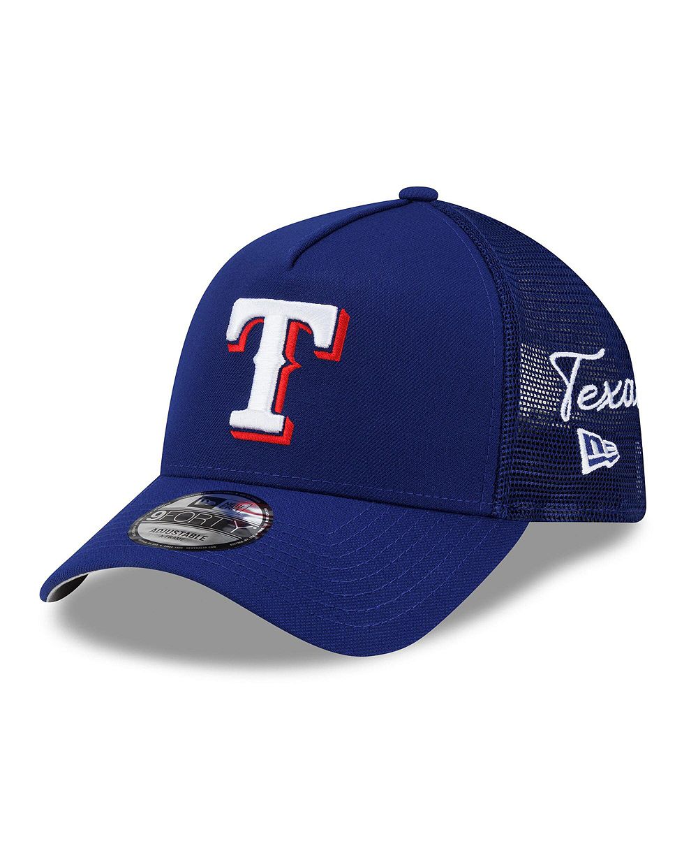 Мужская кепка New Era Royal Texas Rangers Side Script 9FORTY A-Frame Trucker с регулируемым размером
