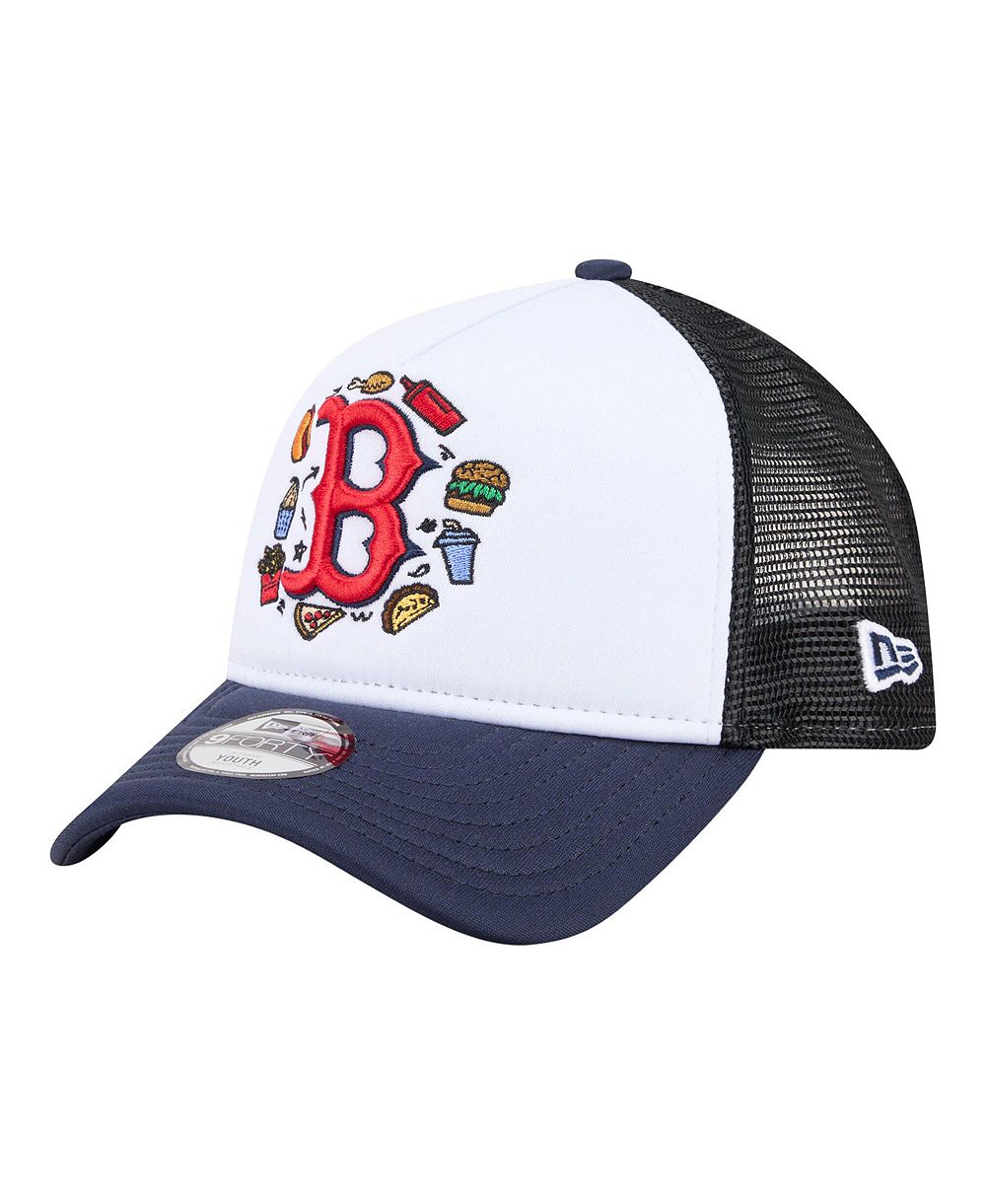 Детская кепка New Era White/Navy Boston Red Sox Food A-Frame 9FORTY Trucker Adjustable