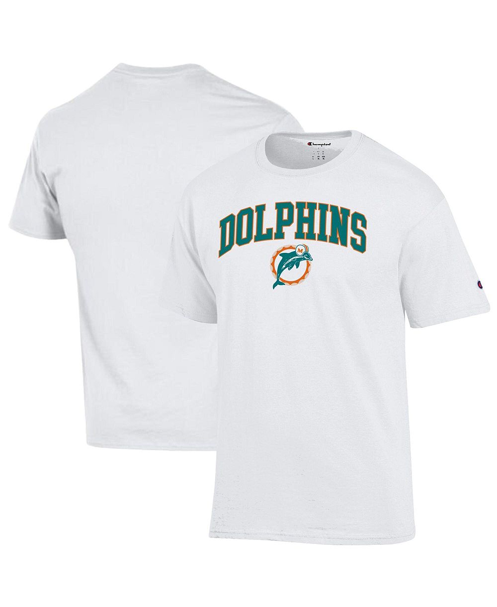 Мужская футболка Champion White Miami Dolphins Arch Over Logo