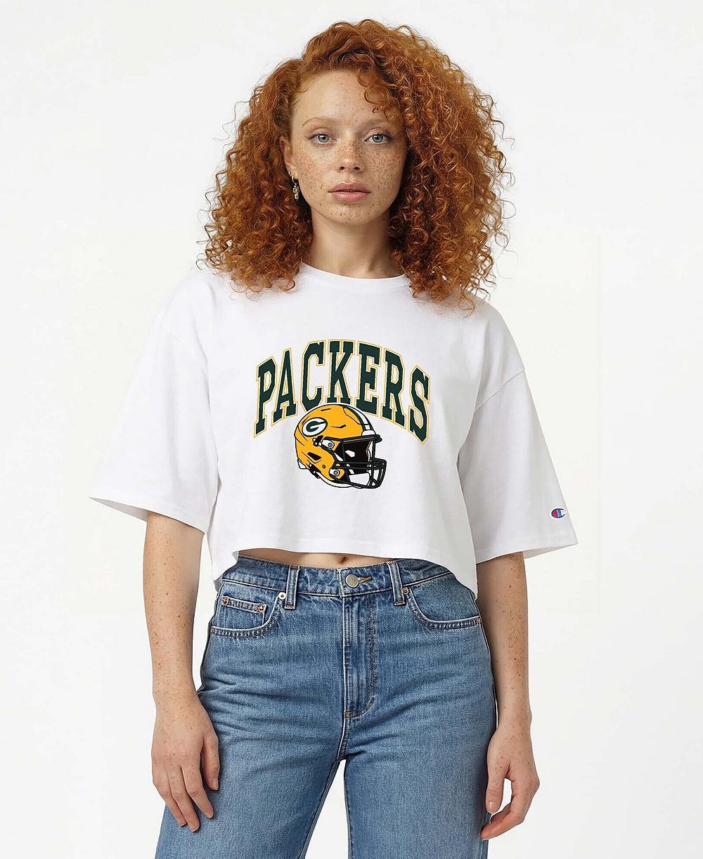 Укороченная футболка Champion Women's Green Bay Packers Boyfriend Cropped