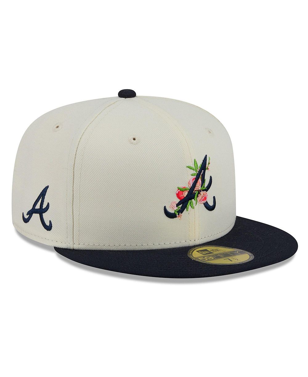 New Era Men's White/Navy Atlanta Braves Blossom 59FIFTY Fitted Hat