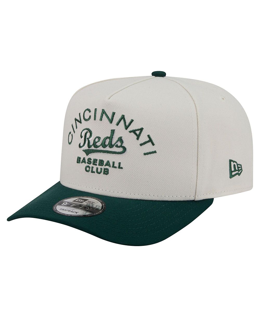 Мужская кепка New Era Cream/Dark Green Cincinnati Reds Chrome A-Frame 9FIFTY Snapback