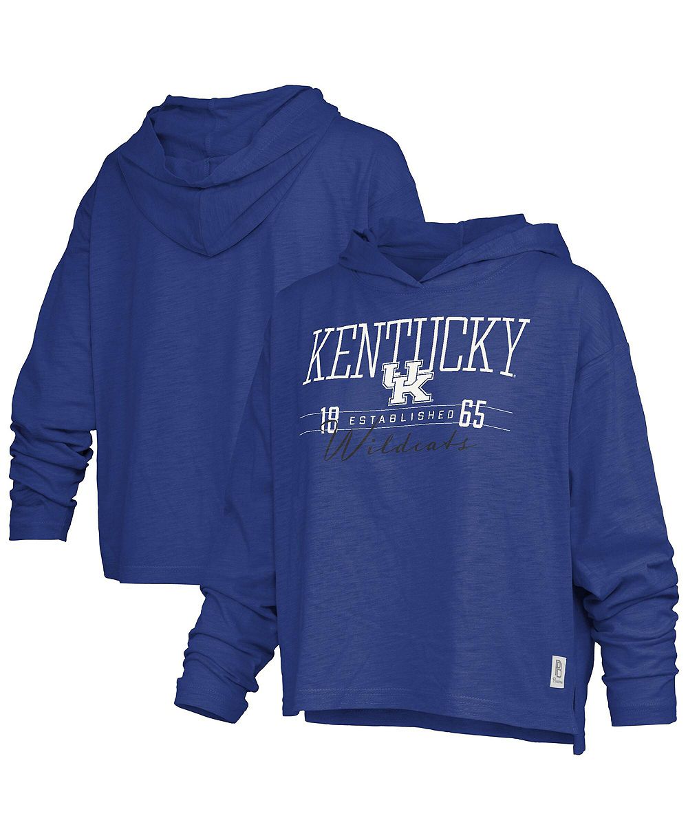 Женская футболка Pressbox Royal Kentucky Wildcats Castillo Slub Waist Length Long Sleeve Hooded