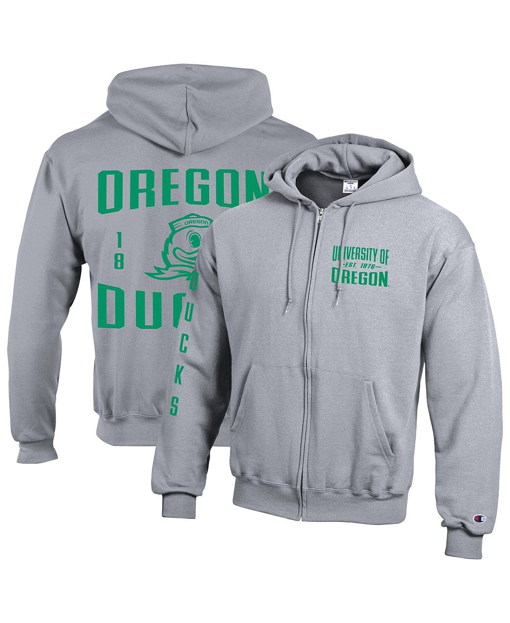 Мужская флисовая толстовка-худи Champion Oregon Ducks Varsity Power blend Full-Zip Gray