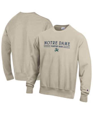 Champion Men's Oatmeal Notre Dame Fighting Irish Reverse Weave Crewneck Sweatshirt