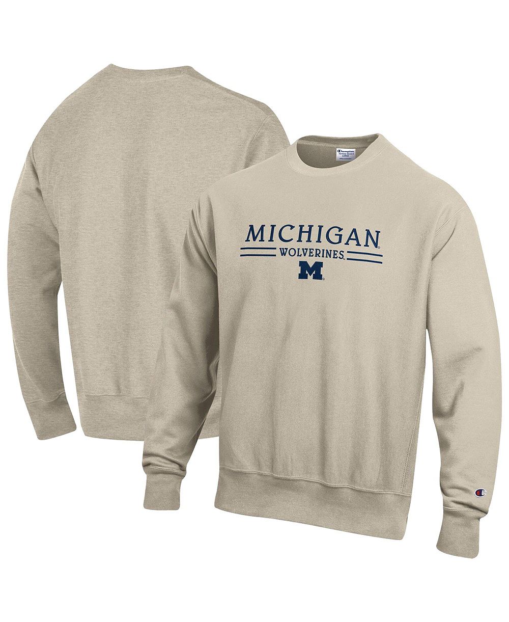 Мужской свитшот Champion Oatmeal Michigan Wolverines Reverse Weave Crewneck