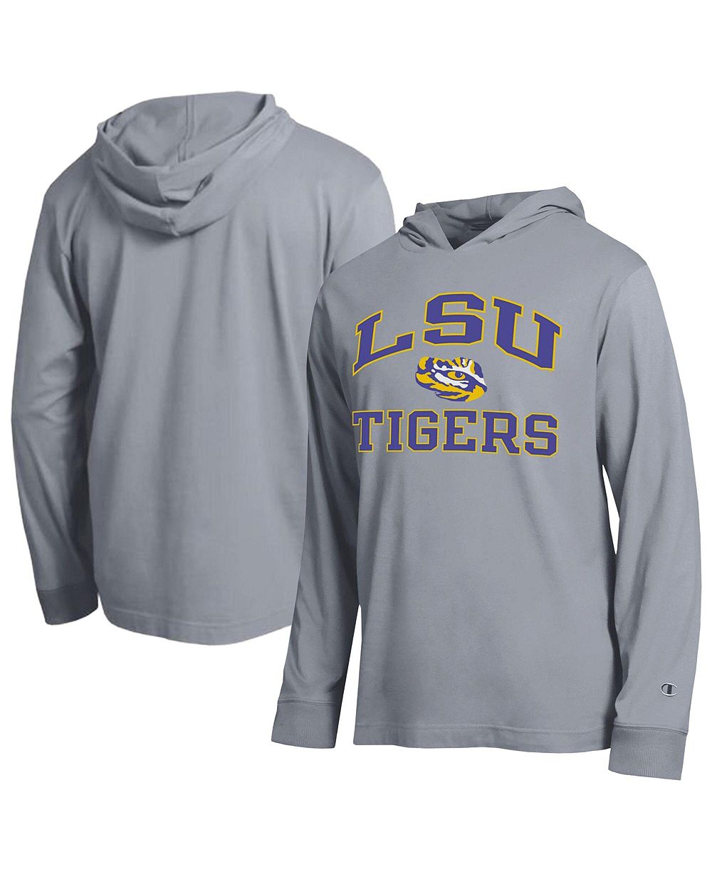 Мужская футболка Champion Heather Gray LSU Tigers High Motor All-Star Long Sleeve Hooded
