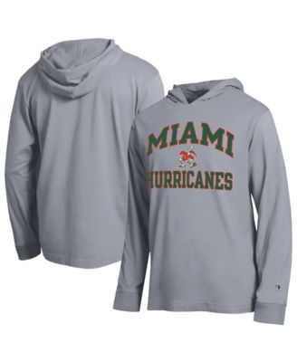 Champion Men's Heather Gray Miami Hurricanes High Motor All-Star Long Sleeve Hooded T-Shirt